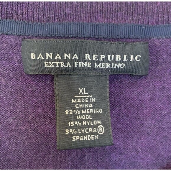 Banana Republic Extra Fine Marino Blend Cardigan Womens Size XL Purple Pockets - Picture 4 of 7